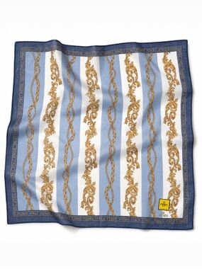 FENDI Logo Vintage Baroque Chain Print Cotton Scarf Handkerchief Bandanna